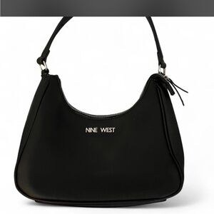 Nine West Black Shoulder Hobo with Logo Detail